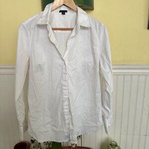 Ann Taylor White Button-Up Long Sleeve Shirt Size 14 Classic Button Up work shir